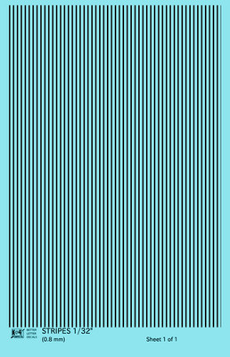 K4 HO Scale Water Slide Decals Black 1/32 Inch Stripes Set