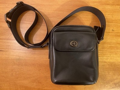Coach Heritage Crossbody Bag Black Leather Adjustable Strap Turn Lock