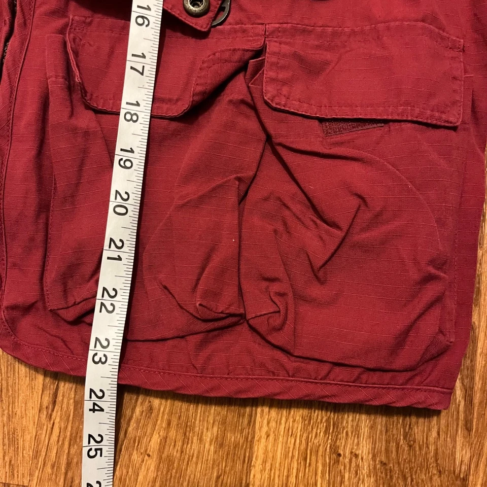 JoyMan Chaleco Utilitario Hombres Pequeño Borgoña Múltiples Bolsillos Cremallera Frontal Pesca Senderismo Foto 4 de 4