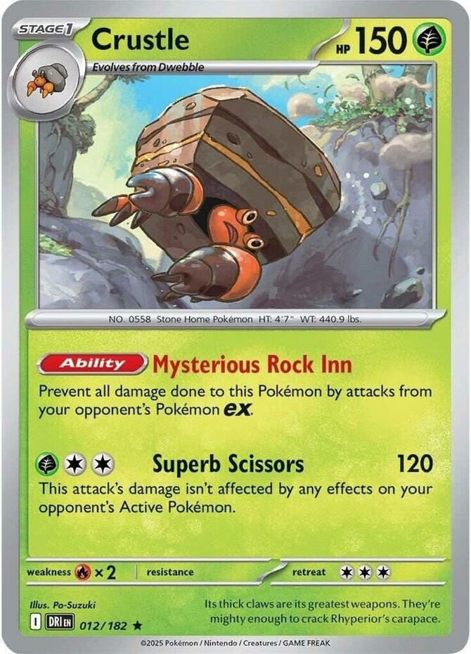 Pokemon Crustle - 012/182 - Holo Rare - Reverse Holo NM-Mint Destined Rivals