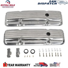 Valve Covers For Chevy Small Block Sbc 350 283-400 Finned Polished Short Pair Valve Covers For Chevy Small Block Sbc 350 283-400 Finned Polished Short Pair
