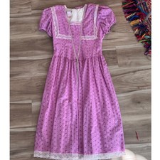 Gunne Sax by Jessica McClintock Vintage Lavender Floral Lace Prairie Dress 11 x1