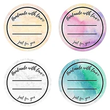  Handmade with Love Labels Roll | 2 inch Round Cut | 500 Labels for Homemade 