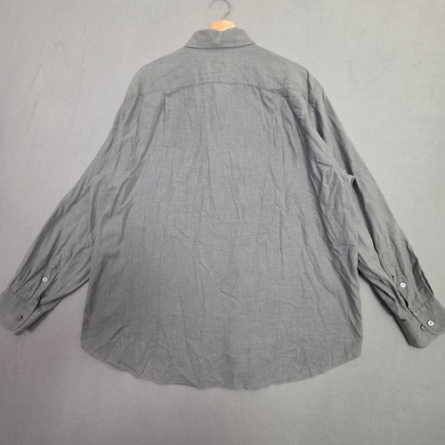 Brioni Button Down Shirt Mens 3XL XXXL Gray Cotton Cashmere Pocket Made In Italy - Picture 13 of 21
