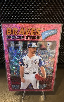 2026 Topps Heritage - Spencer Strider #41 Chrome Pink Sparkle Refractor