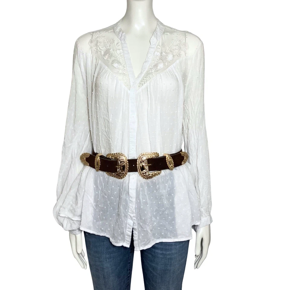 Y2K Western Brown Rose Gold Tone Double Buckle Belt. XS/S Floral Feminine Boho - Image 3 of 4