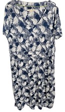 White Stuff Dress Size 16 Teal Mix Pockets Below Knee Stretch Jersey