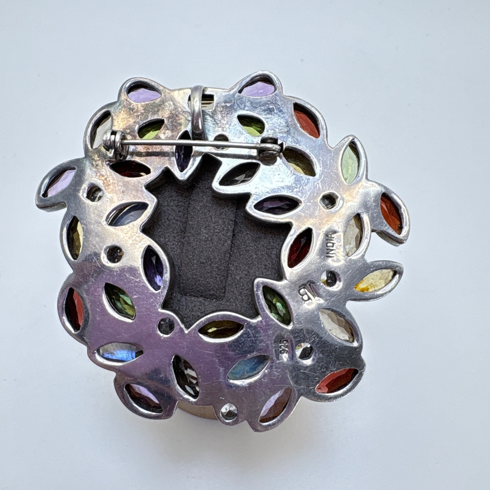 VTG Solid Sterling Silver 925 Multi-Gemstone Circ… - image 7