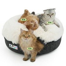 Cozy Cat Cave Bed for Large Cats Up to 45 lbs, Washable Fluffy Tunnel  Donut De