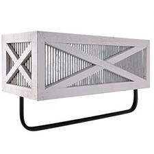Farmhouse Rustic Towel Rack Shelf Holder - Wood Towel Rack Basket Storage - Farm