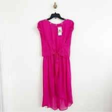 NEW Michael Michael Kors 175 Capsule Tie Front Ruffled High Low Satin Dress S