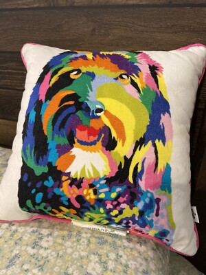 Tabitha Brown Target Decorative Pillow Dog Stripe 12”x 12” New