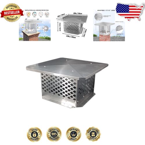Quick-Install Adjustable Chimney Cap 13" x 13" - Maximum Protection for Flues