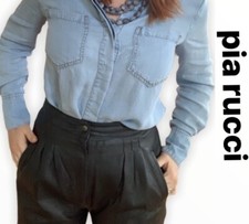 Vintage 80s PIA RUCCI Leather Pants Sz M Genuine Italian Black High Waist Pleats