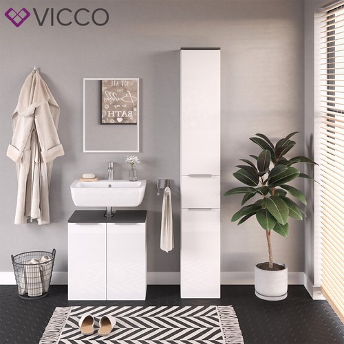 VICCO baño completo OTIS blanco - mueble alto mueble bajo mueble midi con espejo - Imagen 19 de 29