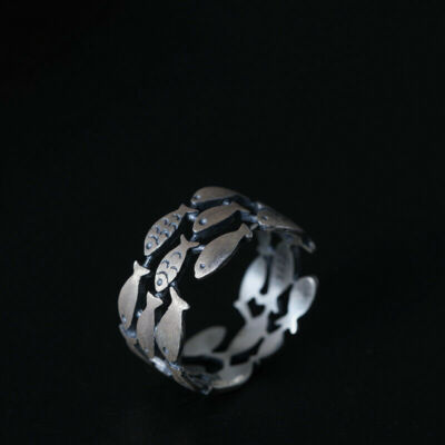 Offene Ringe für Frauen Vintage-Schmuck Fische Ring 48-53 - Silber 925