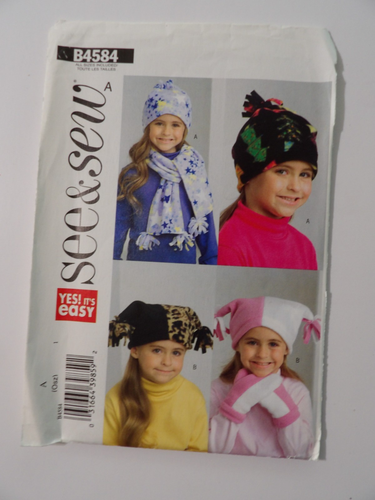 Butterick B4584 Girl's Child Hats, Mittens & Scarf One Size Uncut Sewing Pattern - Picture 1 of 3