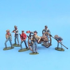 CORD-3039 - Confederate Artillery Crew 7 Figures and Gun Unknown Manufacturer