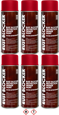 6 x 400 ml Rust Blocker 4in1 Metallschutzlack Rost Schutz Stop rot matt RAL 3000