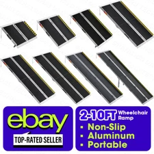 2-10ft Aluminum Multi-Folding Wheelchair Scooter Mobility Ramp Portable Non-Slip