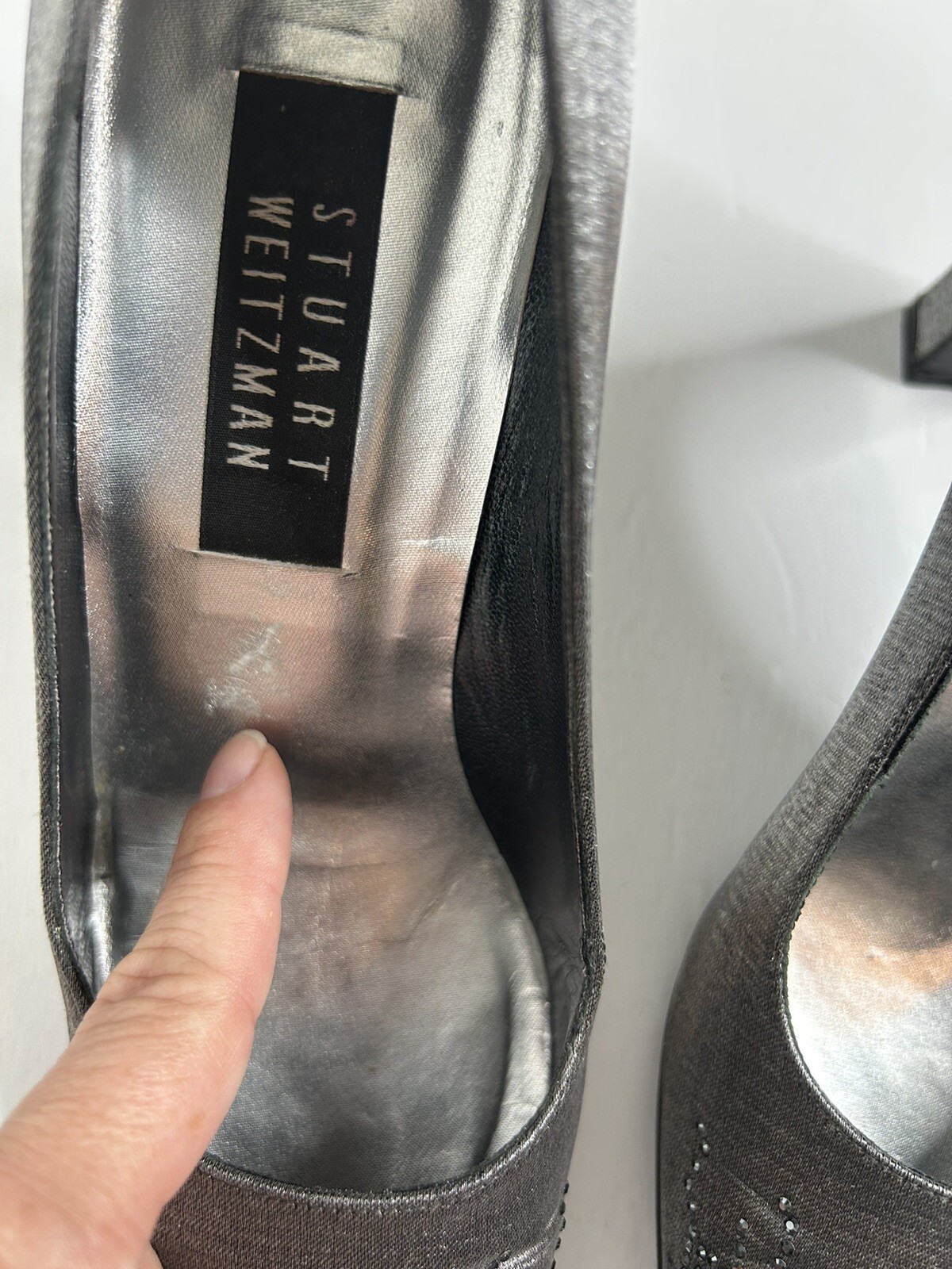 STUART WEITZMAN Silver Square Toe Embellished Hee… - image 12