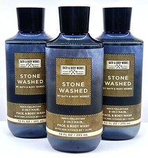 BATH  BODY WORKS STONE WASHED 3-IN-1 HAIR FACE  BODY WASH 10 OZ LOT OF 3 PCS 