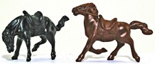Marx Recast 60mm Saddle Horses - two 60mm unpainted plastic models