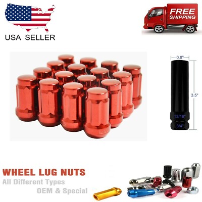 24PC RED SPLINE TUNER LUG NUTS 12X1.5 +ANTITHEFT KEY {FITS TOYOTA}