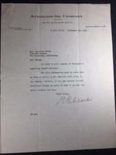 1933 STANDARD OIL COMPANY (INDIANA) LETTERHEAD & LETTER