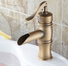 Antique Brass Bathroom Faucet Single Handle Hole Vessel Sink Mixer Tap znf167