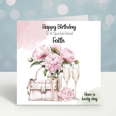 OPALDESIGNS Personalised Birthday Card Female Daughter Sister Niece Friend Mum Wife Grandma