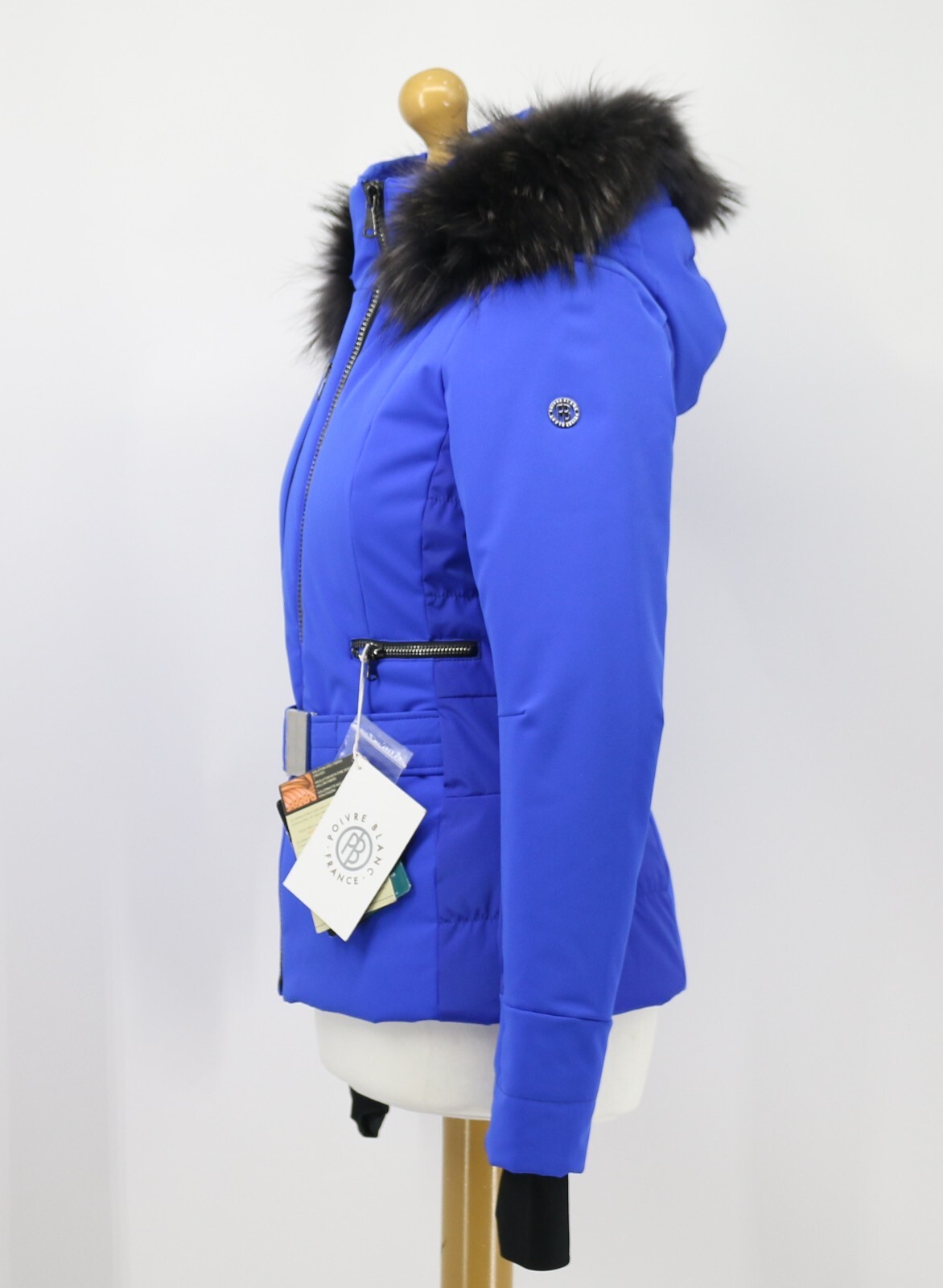 POIVRE BLANC HOLLIE STRETCH REAL FUR WOMENS SKI JACKET TRUE BLUE RRP £