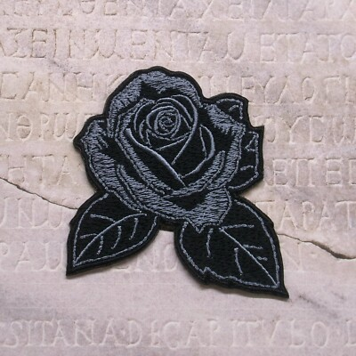 #ad Black Rose Iron On Sew On Embroidered Patch Applique Motif Goth Punk Alt Emo $24.47