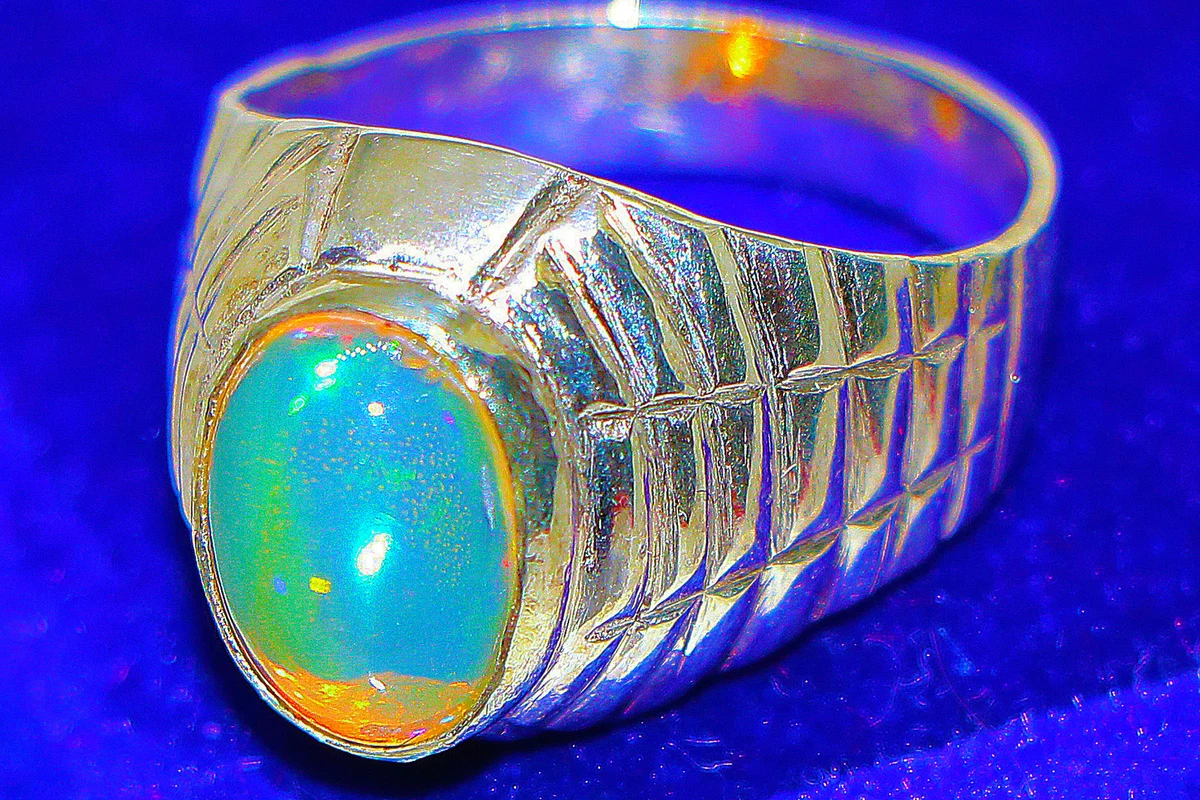Color Play A FIRE OPAL Bague en argent pur pour homme Bague