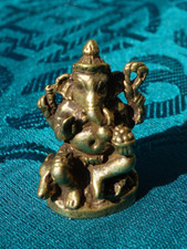 Beautiful Small Ganesha Miniature Mini Buddha Statue From Nepal In Brass