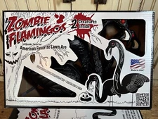 Blow Mold Zombie Flamingos Halloween Original Don Featherstone Union Boxed Pair