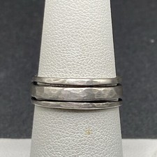 Vintage Sterling Silver Grooved Band Ring - Size 7 1/4