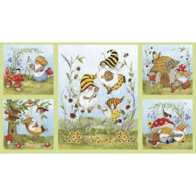 Wilmington Prints - Garden Gnomes Cotton Panel 42'' x 24''