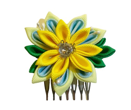 Vintage Cloisonne Enamel Hair Gold Comb Butterfly And  display picture 2