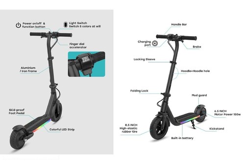 Refurbed ZIMX ZX Flash - Kids Electric Folding Scooter UL2272 Certified - Black - Picture 9 of 14