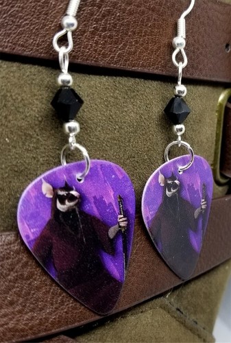 Splinter Teenage Mutant Ninja Turtles TMNT Guitar Pick Earrings with Swarovskis - Picture 2 of 4