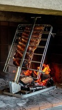 Prensa de estacas Argentine Cross Grill – Rejilla de carne ajustable giratoria a 360° para Asado