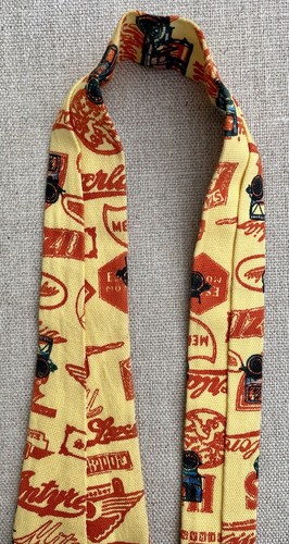 Vintage Rooster Brand Cotton Tie Antique Cars Yellow, Orange 2 7/8"x 53 3/4" - Picture 11 of 11