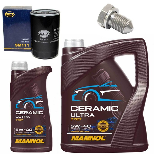 MotoröL Filter Set Mannol 5W-40 6 Liter + Schraube FüR Audi A4 Avant RS4 8D5-image