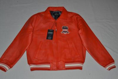 AUTHENTIC Avirex Icon Leather A1 BOMBER Jacket MENS ORANGE.COM NEW