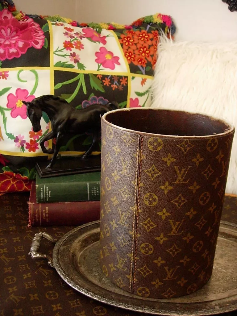 Ultra RARE Vintage LOUIS VUITTON Executive Desk Accessory Waste Trash Can  Bucket