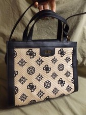 Preowned GUESS Puse Handbag Shoulder Bag Black & White