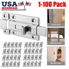 5-100x Stainless Steel Latch Sliding Silver Doors Lock Keyless Door Bolt 3 Sizes