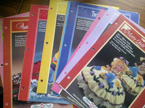 Vintage Lot of 12 Fibre Craft Bed Doll Crochet Pattern Leaflets ALL PICTURED