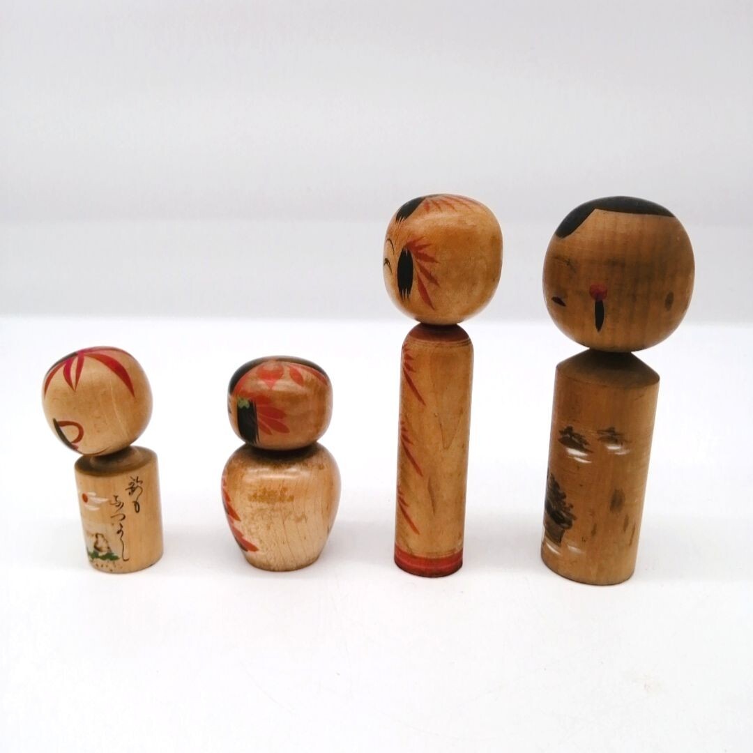 その他 kokeshi Vintage Japanese Small Traditional KOKESHI Doll Set of 4 – Hand
